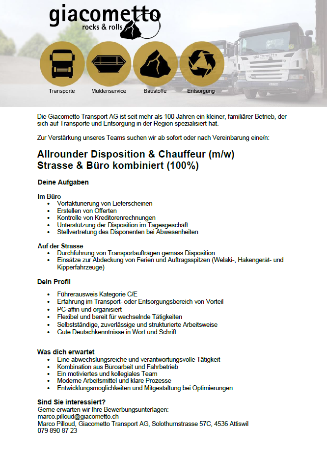 Inserat DispositionChauffeur 2026